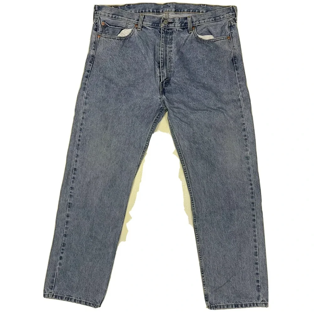 LEVI'S 505 Jeans Mens 42x32 Zipper Fly‎ Straight Fit Blue Denim Light Wash